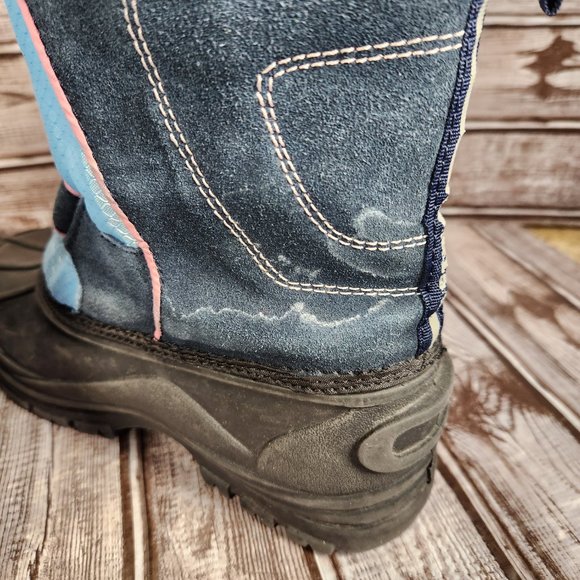 LONDON FOG Youth Girl's 4/5 Pull On Winter Snow Boot Blue Black - Picture 6 of 10